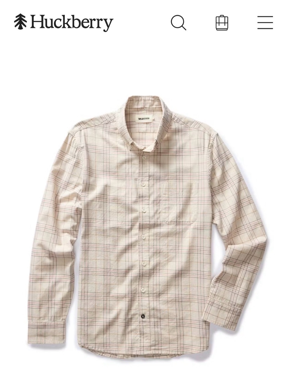 Taylor Stitch Beige Plaid Button-Down Shirt